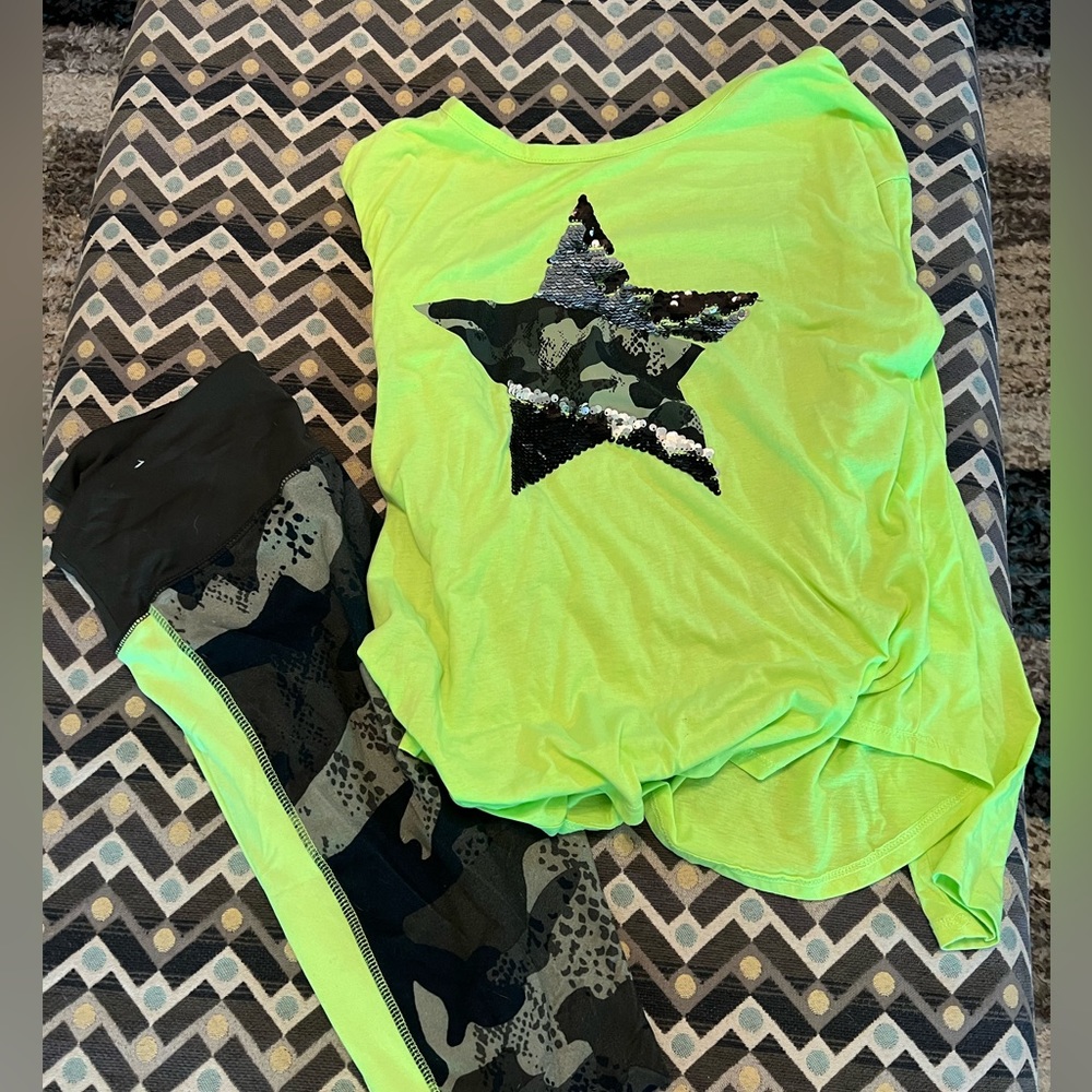 girls justice neon camo athletic outfit set